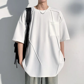 Riolio Summer Short Sleeved T-shirt Men Black White Casual T Shirt Streetwear Hip-hop Loose Round Neck Tshirt Mens Top Plus Size 4XL